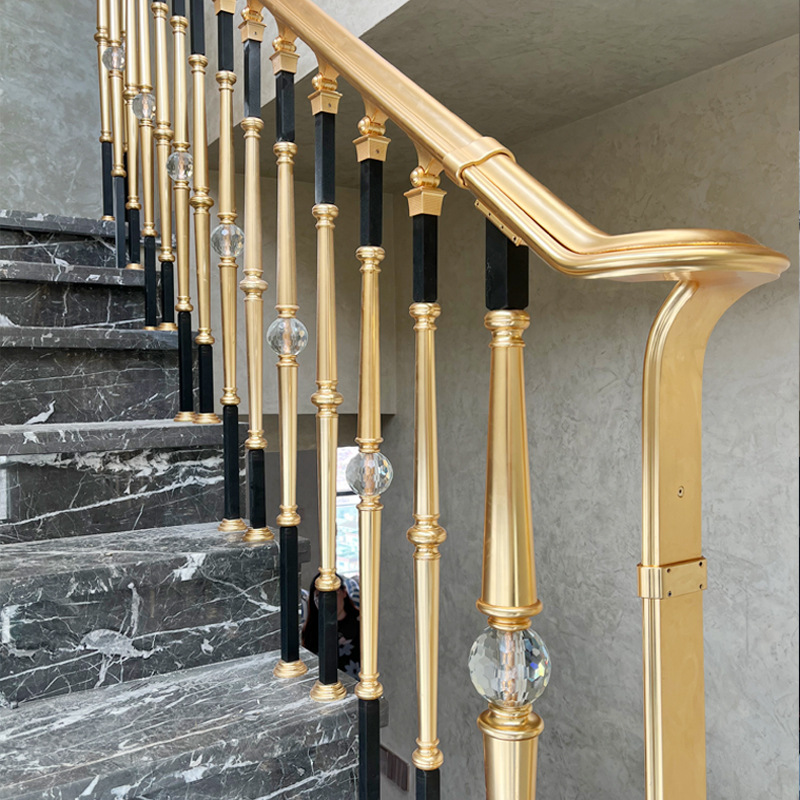 现代别墅楼梯扶手栏杆铝合金室内家用立柱简约欧式轻奢自建房护栏