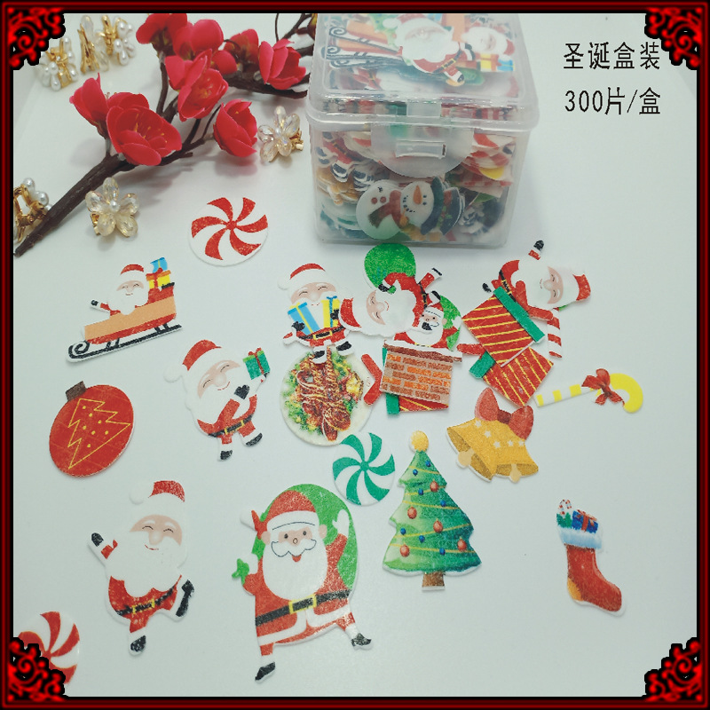 Papel de arroz glutinoso especial transfronterizo Santa Claus tarjeta decorativa placa fría decorativa mariposa de arroz glutinoso comestible impresión de papel de oblea