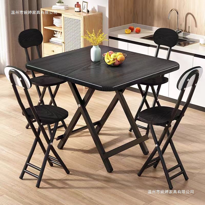 Foldable Table Dining Table Household Rectangular Outdoor Convenient Stall Table Dining Table Set Combined with Small Square Table