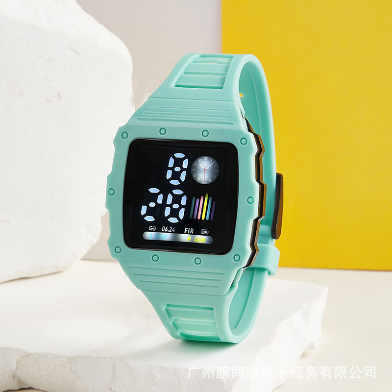 Moda simple macaron LED reloj electrónico Junior High School estudiante pareja reloj digital de una sola pieza reloj de entrega