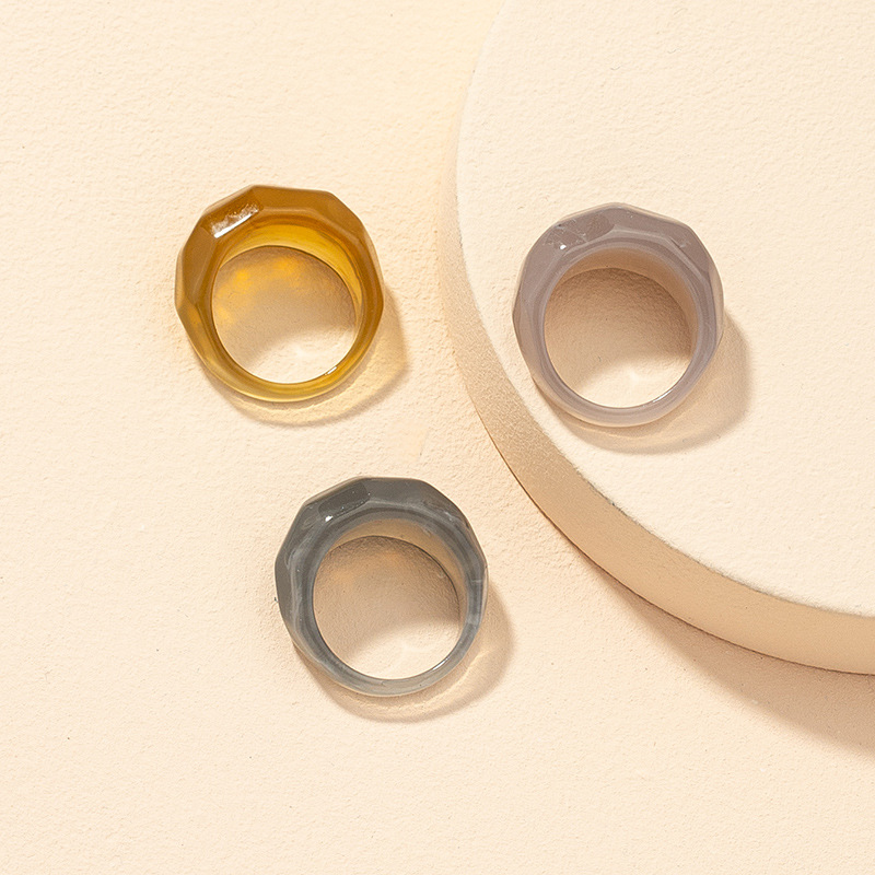 fashion geometric resin ring set wholesale