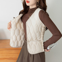 冬季新款加绒马甲女保暖羽绒棉马甲加厚贴身V领内穿背心坎肩外穿