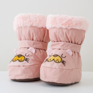 Autumn and winter thick cold-proof baby shoes baby high-top cotton pants cotton shoes 0-15 months women's soft bottom anti-drop shoes cotton boots