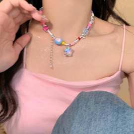 敲可爱呀~多巴胺彩色蝴蝶项链女甜酷辣妹ins风锁骨链小众网红配饰