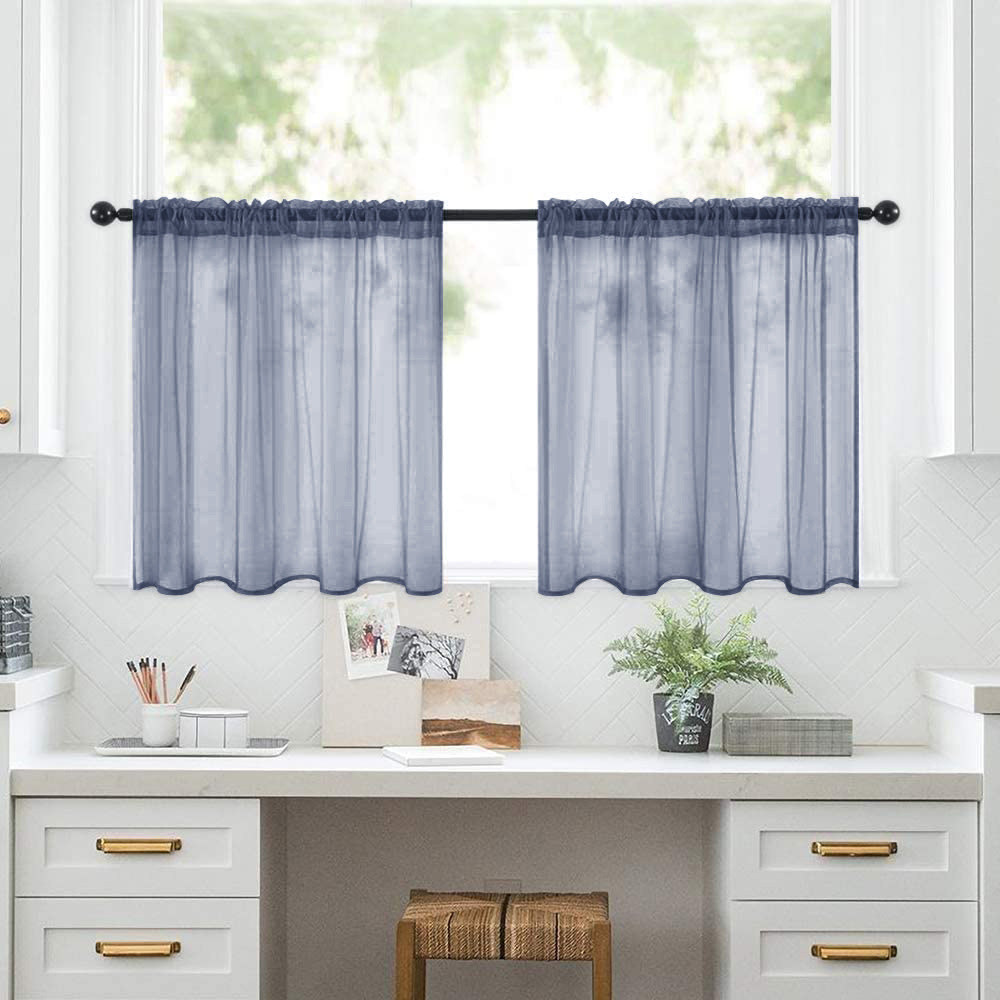 Cortinas semioscuras prefabricadas de terileno de doble barra para cocina y baño, de Amazon, en stock.