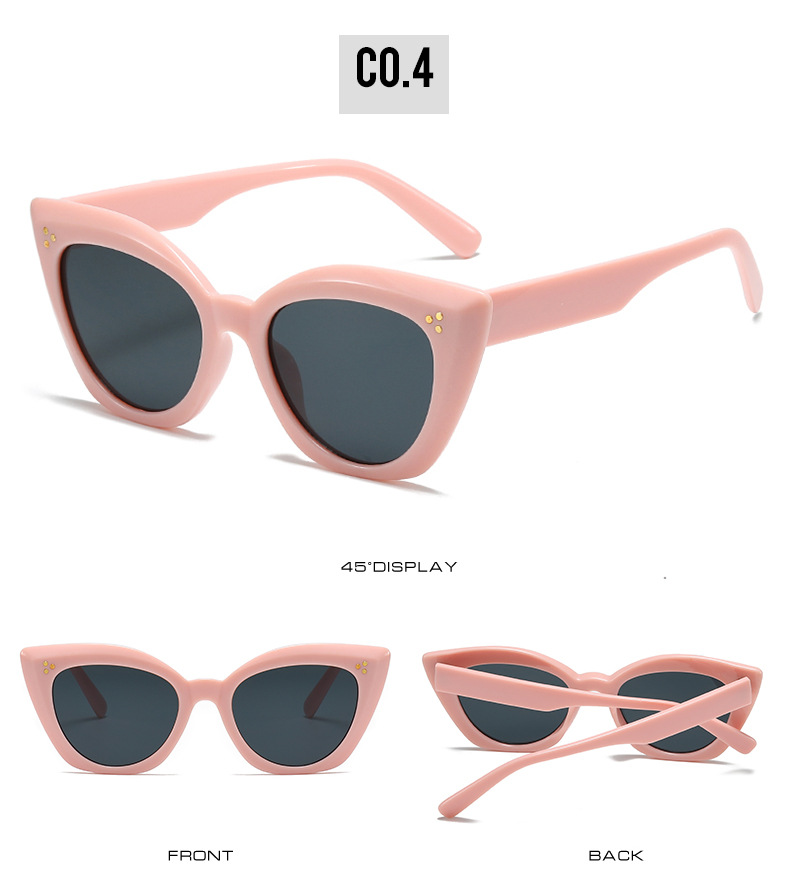 Retro cat-eye solglasögon för damer med nitar avant-garde_voghion.com