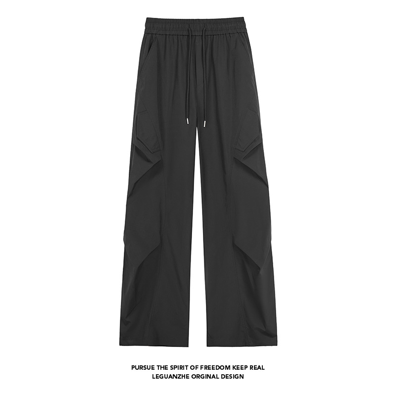 Pleated Design Sense Men's Cargo Spring Autumn American Style Functional Outdoor Quick-Dry Loose Straight Paratrooper_voghion.com