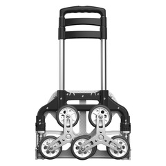 階段を登って荷物を運ぶトレーラーは家庭用手押し車を折って荷物を運ぶトラックのトロリー車を引っ張る