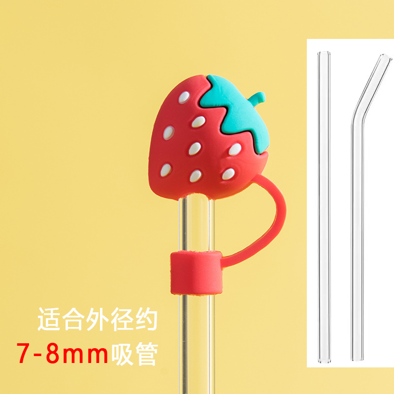Tapa de paja de vidrio a prueba de polvo protección del medio ambiente linda chica tapa de paja accesorios universales enchufe a prueba de polvo enchufe de polvo de dibujos animados