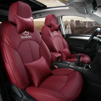 Modelə uyğun (Original) oturacaq örtükləri, A-Class Fully Enclosed Seat Cover - burgundy-deluxe-edition-five-seats-nappa-leather-fully-surrounded-front-and-rear-rows