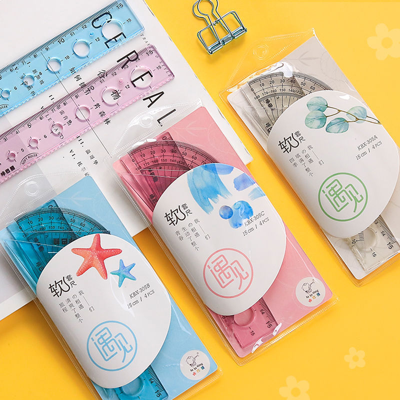 ソフト定規セット直尺15cm透明折りたたみ可能20cm標準波ソフト定規曲げ可能学生専用|undefined