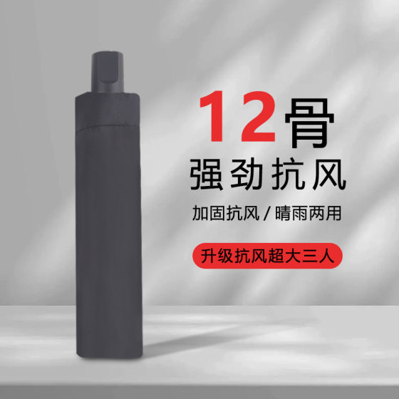 Umbrella Extra Large for 3-5 People Extra Large Thickened Reinforced Anti-Storm Folding Manual Double Super Large Sunny Umbrella