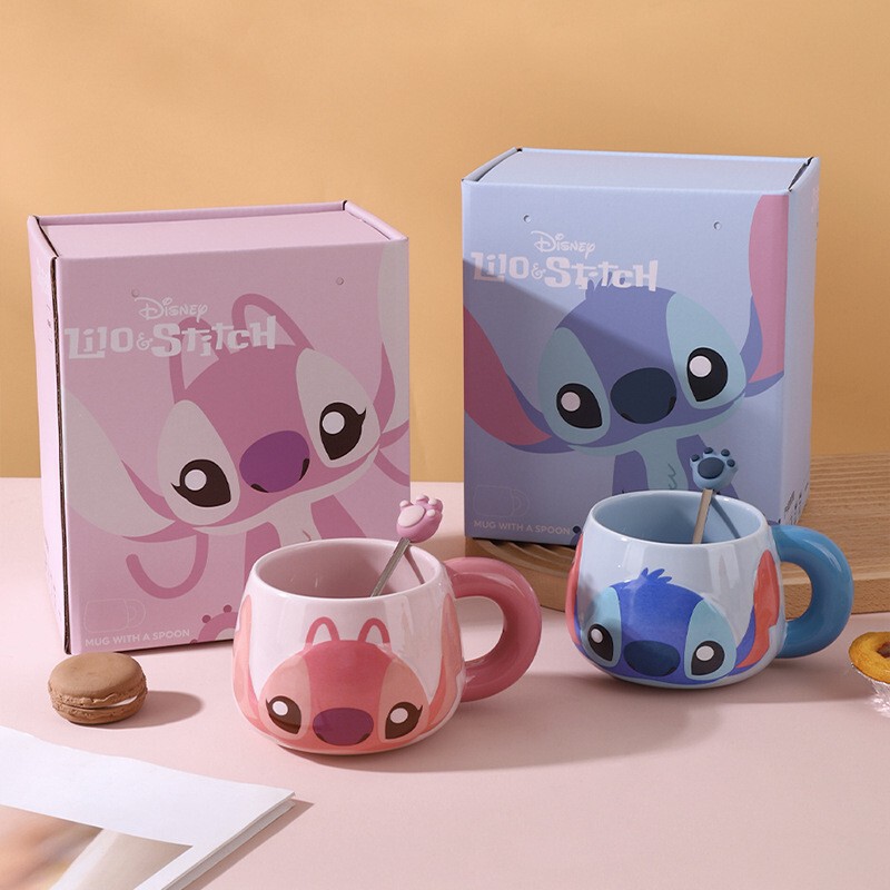 Disney Cartoon Dizai Ceramic Belly Cup Gift Box with Spoon Coffee Cup Business Gift Hand Gift Wholesale