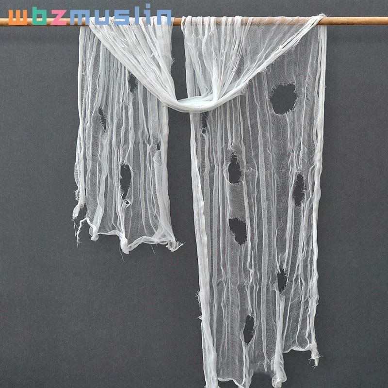 Suministro transfronterizo Halloween negro rasgado gasa fantasma Festival horror ventana pantalla tela de araña gasa fantasma Festival horror mantel