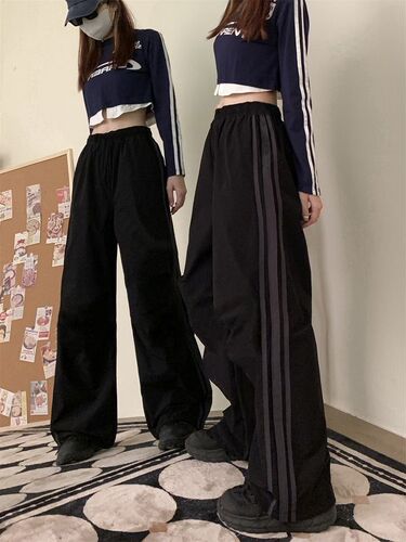 American retro high street sweatpants women's national trend loose all-matching autumn casual pants trend cool straight wide-leg pants