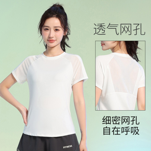 Summer Outdoor Leisure Running Exercise Loose Top Yoga Cover-up Lightweight Short Sleeve Quick Dry Professional Fitness Clothing for Women