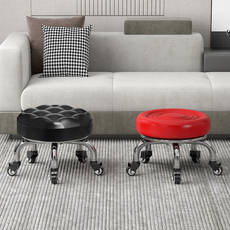 Swivel Small Stool for Home Use, Low Stool with Wheels, Chair for Children Learning to Walk, Low Stool for Manicure and Sewing, Small Bench, Round Stool