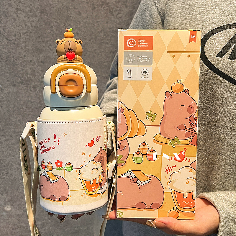 卡皮巴拉儿童保温杯2025新款女生高颜值吸管水杯学生水壶生日礼物|undefined