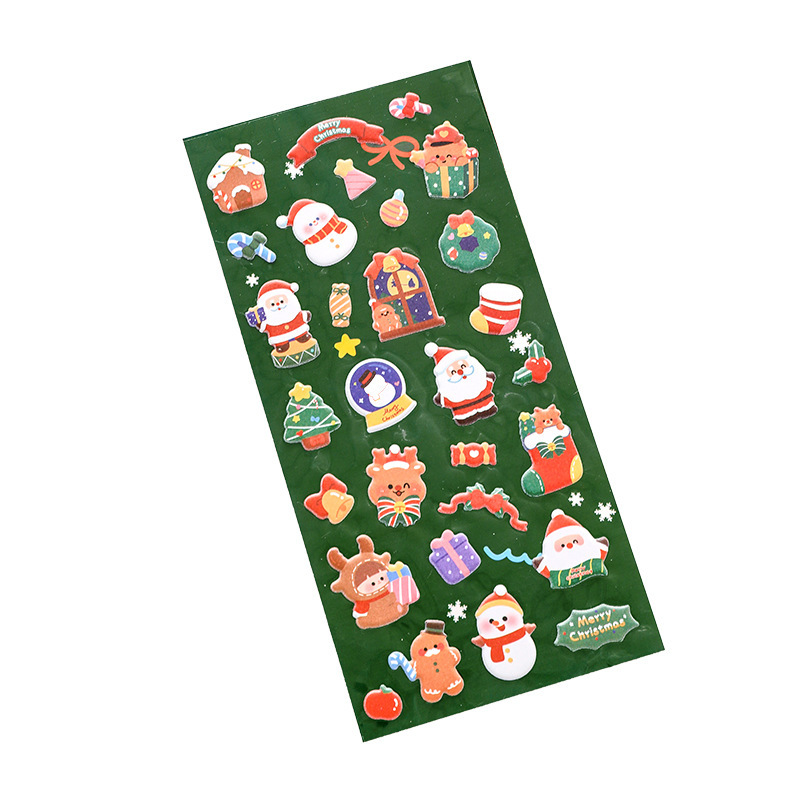 かわいいクリスマス立体バブルステッカー学生漫画 DIY ハンドブックステッカー 3D サンタクロースステッカー賞品|undefined