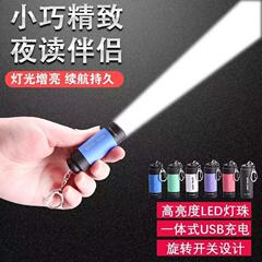 ミニカラフルな超明るい懐中電灯屋外家庭用携帯照明USB充電キーホルダーLED防水懐中電灯