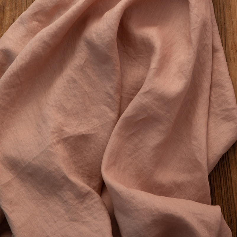 【西柚粉】旅行文艺亚麻布料石磨砂洗麻料袍子连衣裙裤子衬衫外套