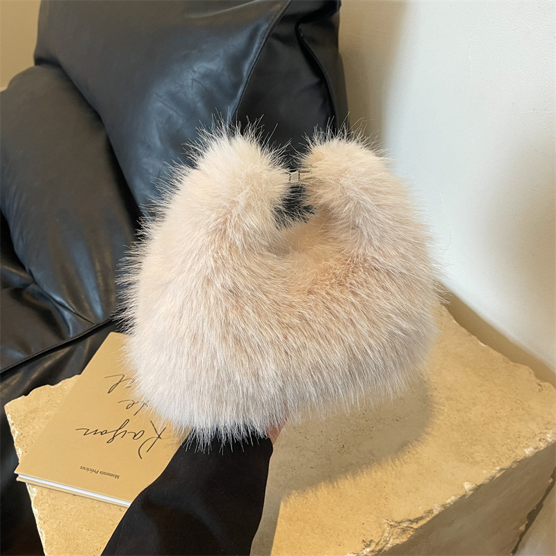 Bolso Bandolera de Felpa para Mujer, Suave, con Cierre de Cremallera, para Uso Diario image 11