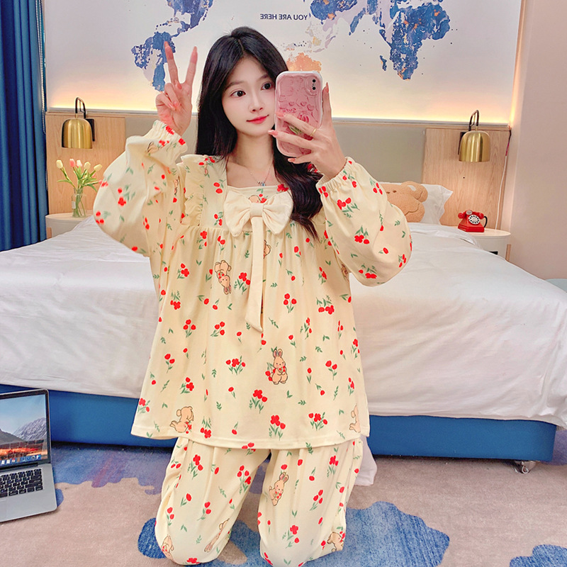 Pijamas al por mayor transfronterizos de mujeres otoño invierno manga larga princesa de dibujos animados de ternilla viento red roja cardigán otoño invierno ropa de hogar se puede usar fuera