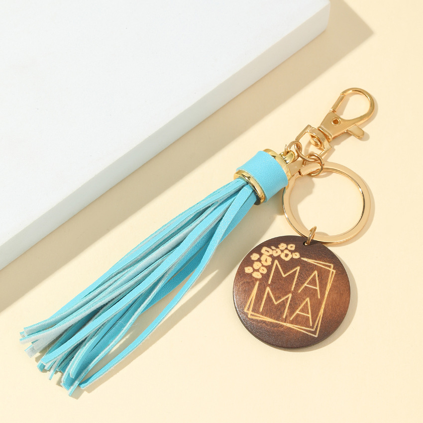 Simple Style Letter Pu Leather Metal Tassel Keychain display picture 6