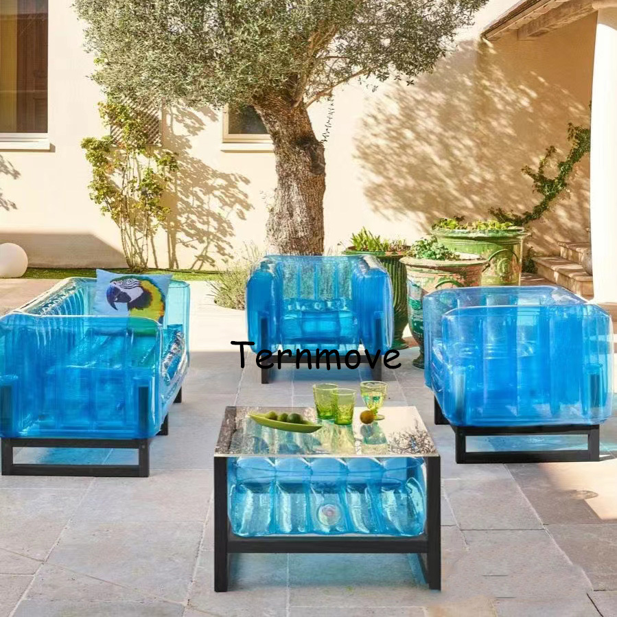 网红ins透明沙发咖啡厅甜品店家居民宿时尚简约照相拍照充气沙发