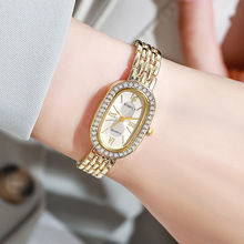 新款时尚鸽子蛋手链表款椭圆镶钻女士手表女表石英表厂家现货批发