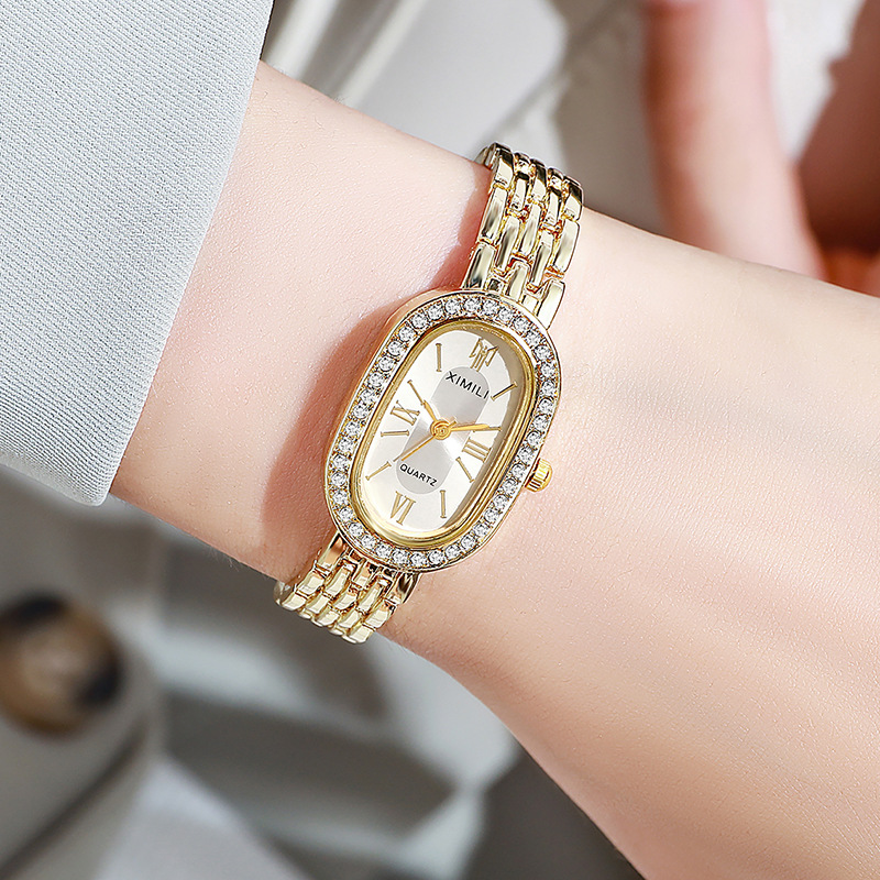 New Fashion Pigeon Egg Bracelet Watch Oval Diamond Ladies Watch Women's Watch Quartz Watch Manufacturer Spot Wholesale