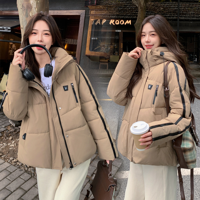2024 comercio exterior nuevo estilo coreano de estilo grande estilo universitario ropa de algodón plumón mujer moda casual chaqueta de algodón con capuz