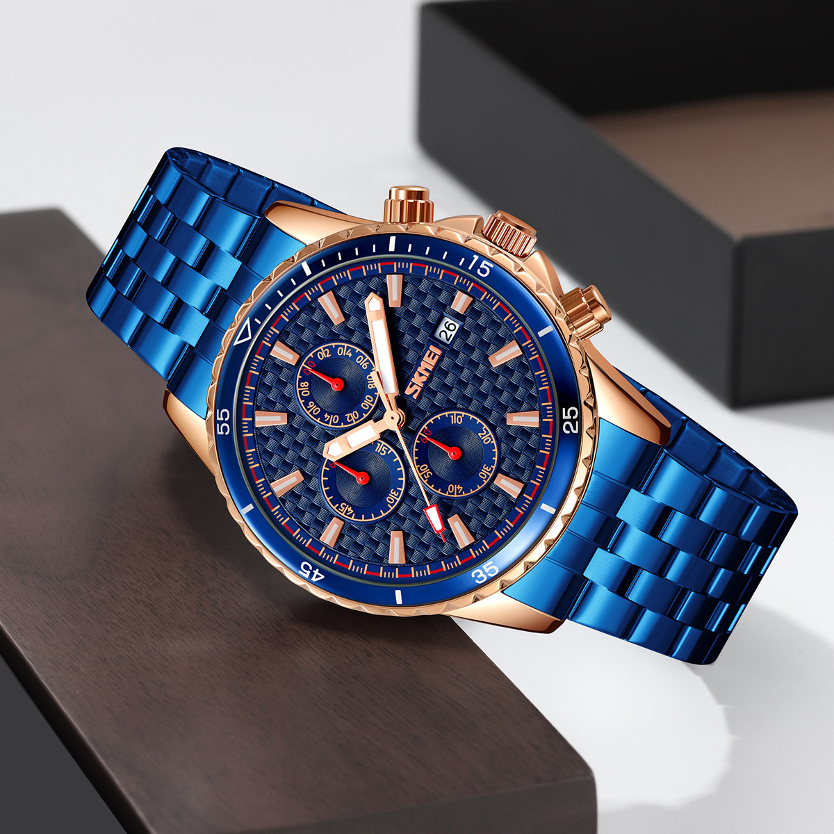 Momento de belleza multifuncional tres ojos seis agujas reloj de hombre calendario de luz nocturna reloj de cuarzo reloj de hombre comercio exterior transfronterizo al por mayor