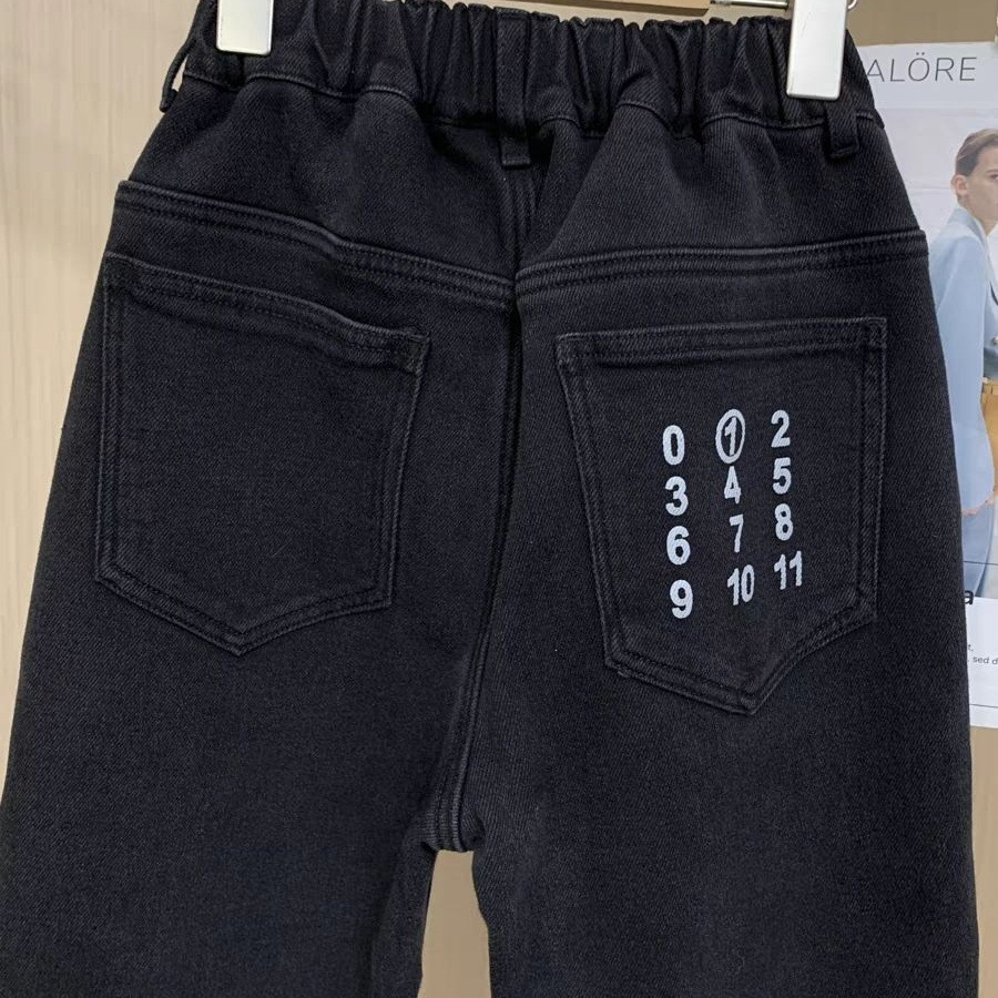 Nuevos niños con pantalones vaqueros cálidos de terciopelo, pantalones negros gruesos para niños, pantalones casuales de terciopelo image 4