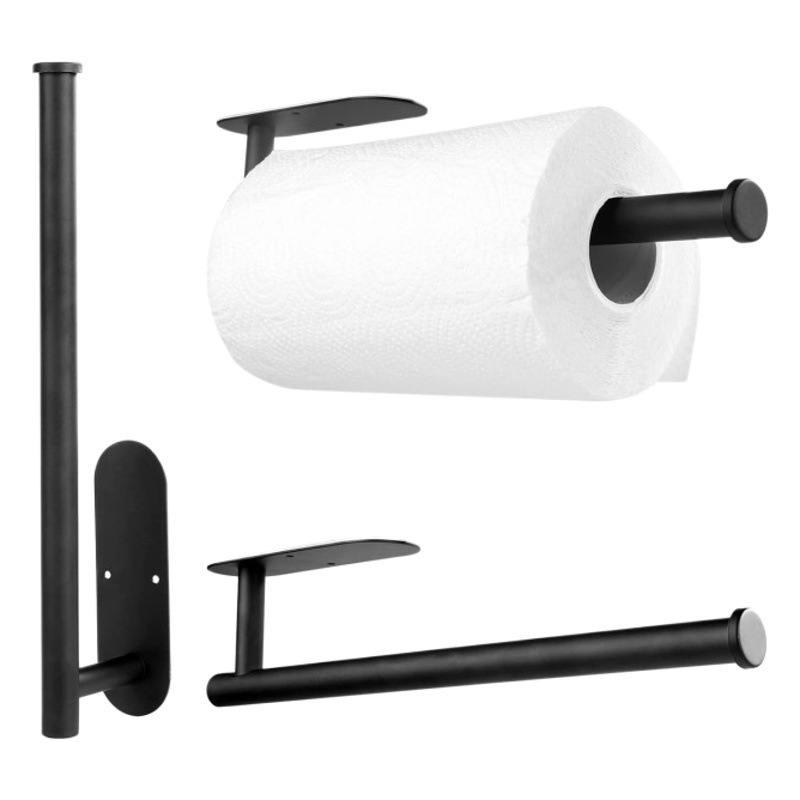 Transfronterizo 304 de acero inoxidable titular de papel de rollo de cocina titular de papel de plástico estante de almacenamiento titular de tejido de cocina sin perforar image 1