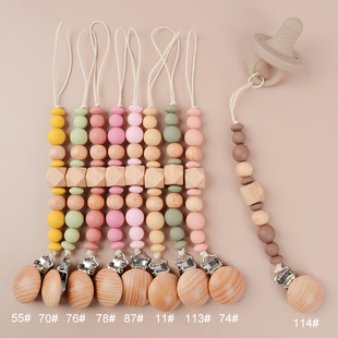 Baby products pacifier anti-drop chain INS Wind gum chain spacer octagonal beads