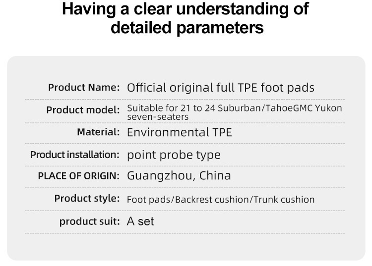 Suitable for 21-24 Suburban Tahoe Yukon Yukon Car Fully Environmentally Friendly Tpe Floor Mats