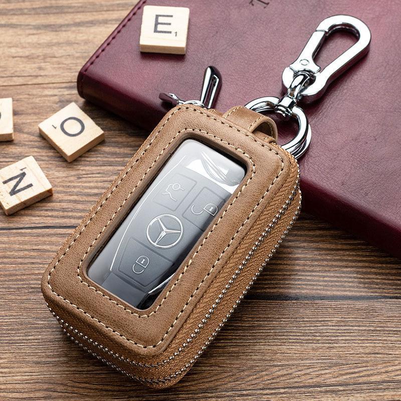 Genuine Leather Key Bag Men and Women's Multifunctional Large Capacity General Purpose Car Key Bag Fashionable Double Waist Hanging Key Bag
