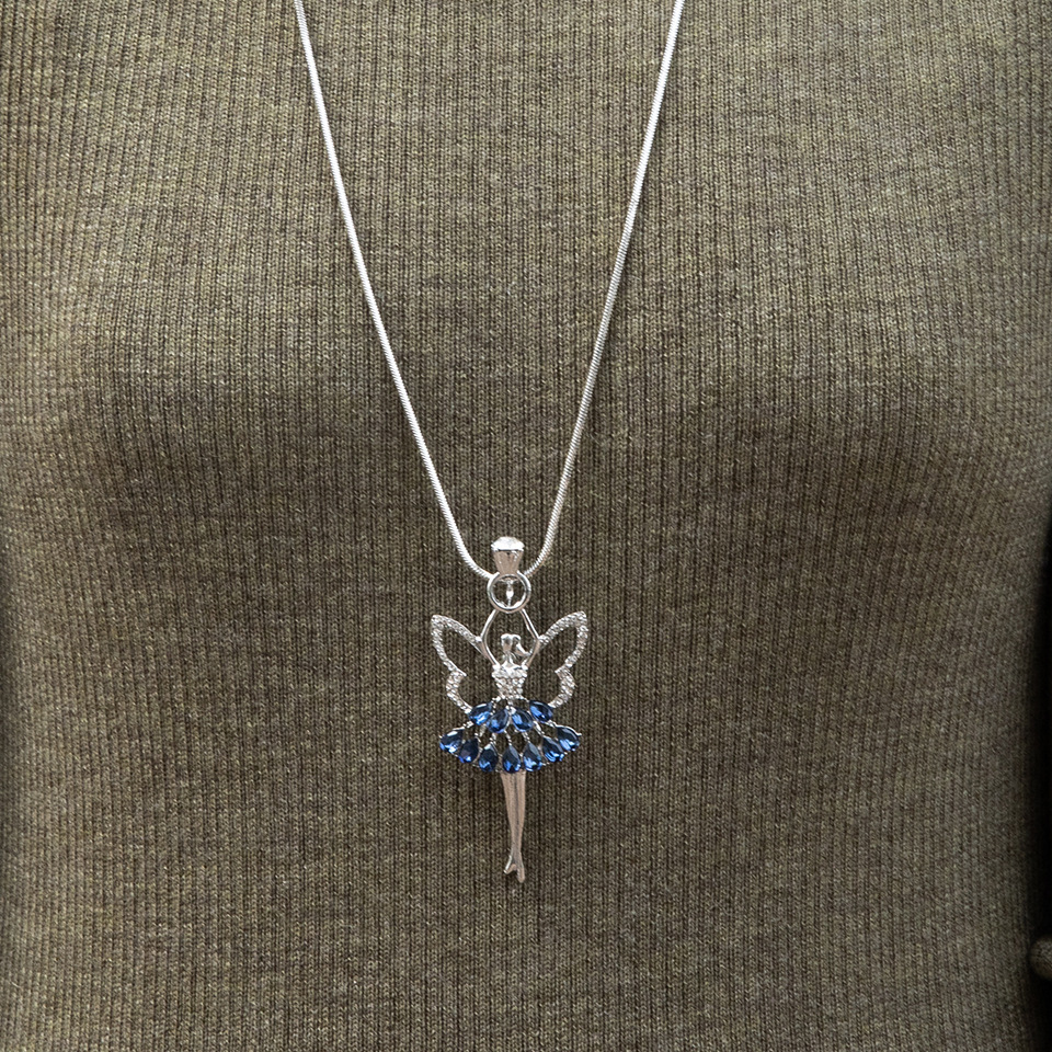 fashion simple dancing ballet pendant diamond necklace