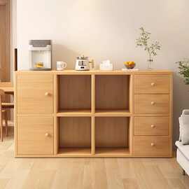 实木矮书柜中古风客厅展示柜边柜夹缝收纳柜置物柜储物柜落地柜子