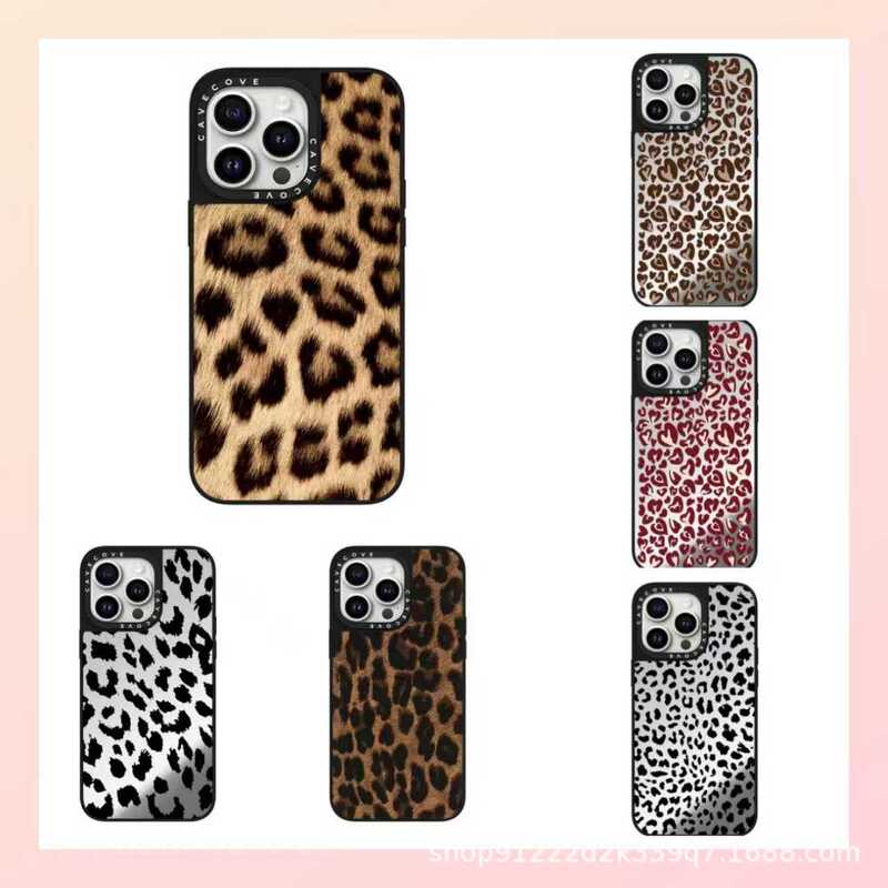 Magsafe Magnetic Mirror Heart Leopard Print Suitable for Apple 17Promax Mobile Phone Case 16Pro Simple New Style 15