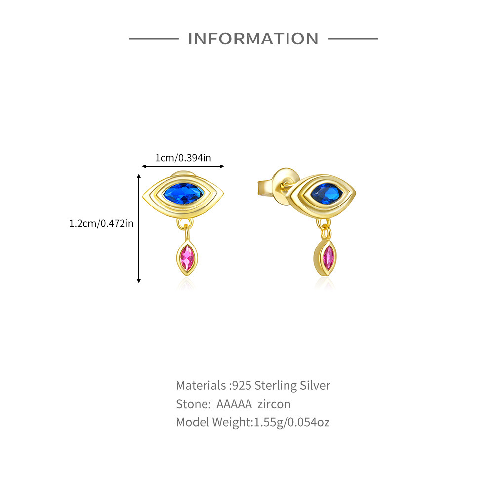 1 Pair Simple Style Eye Plating Sterling Silver Drop Earrings display picture 1