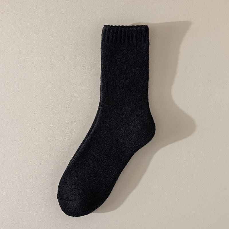 Wintersocken für Herren, mittellange Schlauchsocken, dicke Wollsocken und wärmende Samtsocken, Handtuchsocken, einfarbige Baumwollsocken für Herren_voghion.com