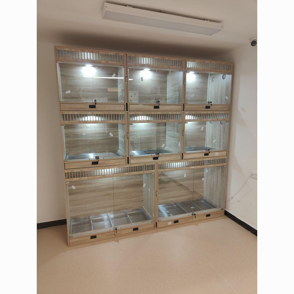 Multi-layer stainless steel pet cage with large space, solid wood dog cage, small boarding display cabinet, breeding cage, medium and large size