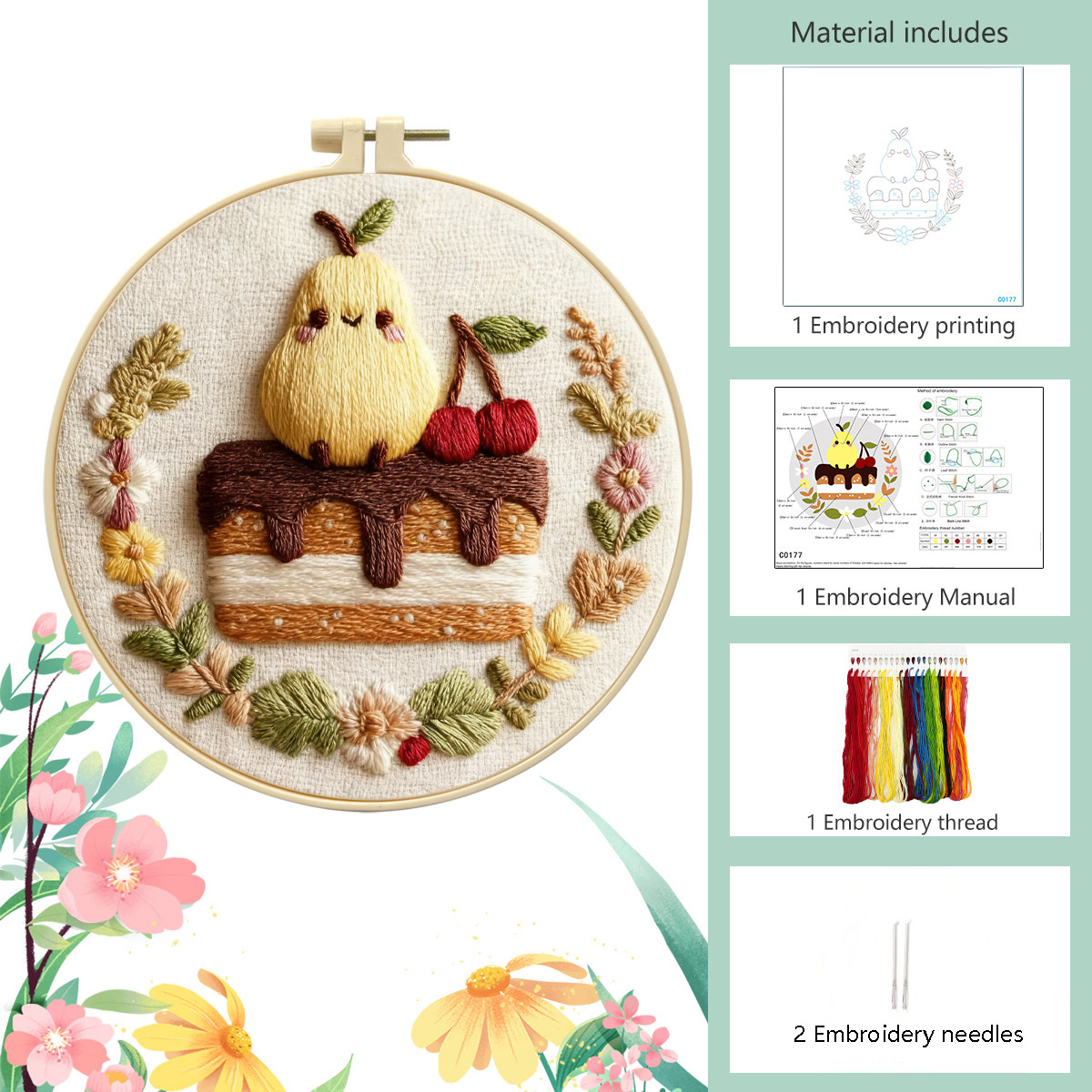 Paste de pera - paquete de materiales básicos (2 agujas de bordado)