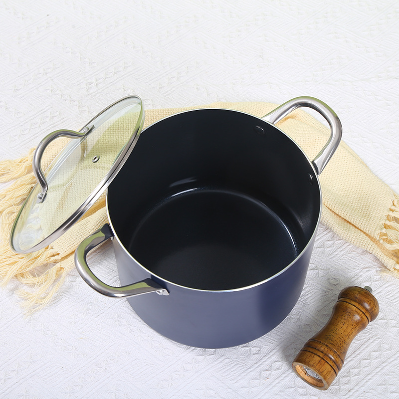 Nueva olla de sopa antiadherente de doble oído de gran capacidad para cocinar en el hogar olla de fideos instantáneos olla de regalo al por mayor