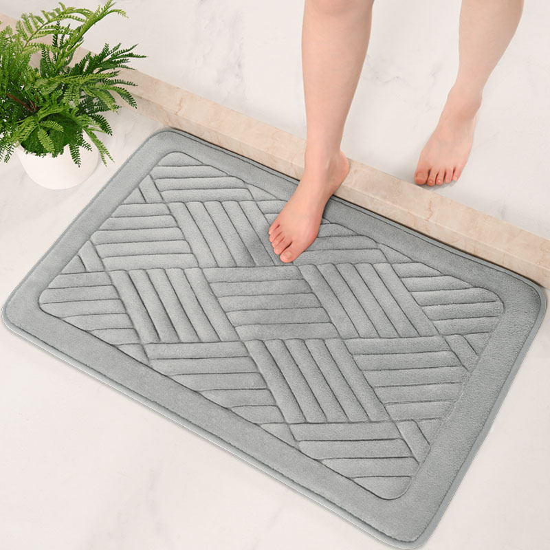 Entrance floor mat coral fleece embossed sponge bathroom non-slip absorbent mat bathroom door wear-resistant foot mat wholesale