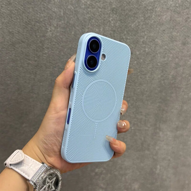 夏天蜂窝散热透气适用iPhone17promax手机壳苹果17细圈磁吸16硬新|undefined