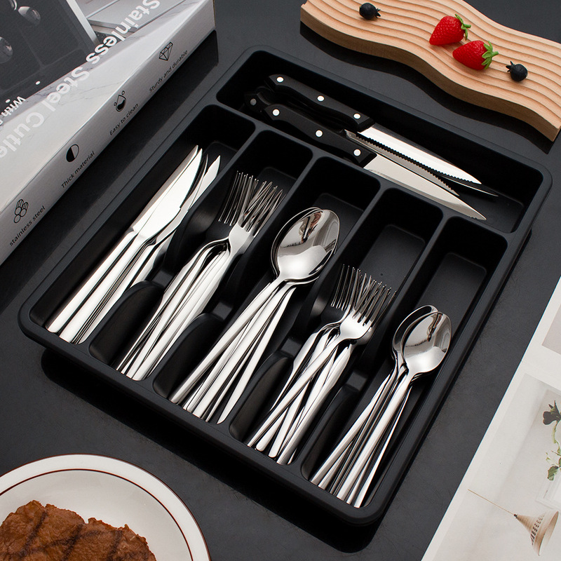Amazon Thickened Stainless Steel Cutlery 48-Piece Set Cross-Border Western Cutlery Steak Knife, Fork, Spoon Kitchen Storage Box