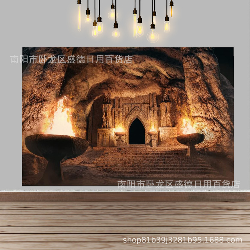 Medieval Underground Cave Decorative Banner Maze Adventure Photography Background Cloth Ancient Gothic Castle Photo